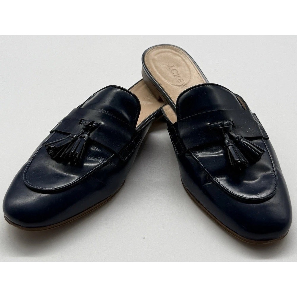 J Crew Mules Shoes‎ Tassle Flat Slip On Womens 7.5 Leather Made in Italy